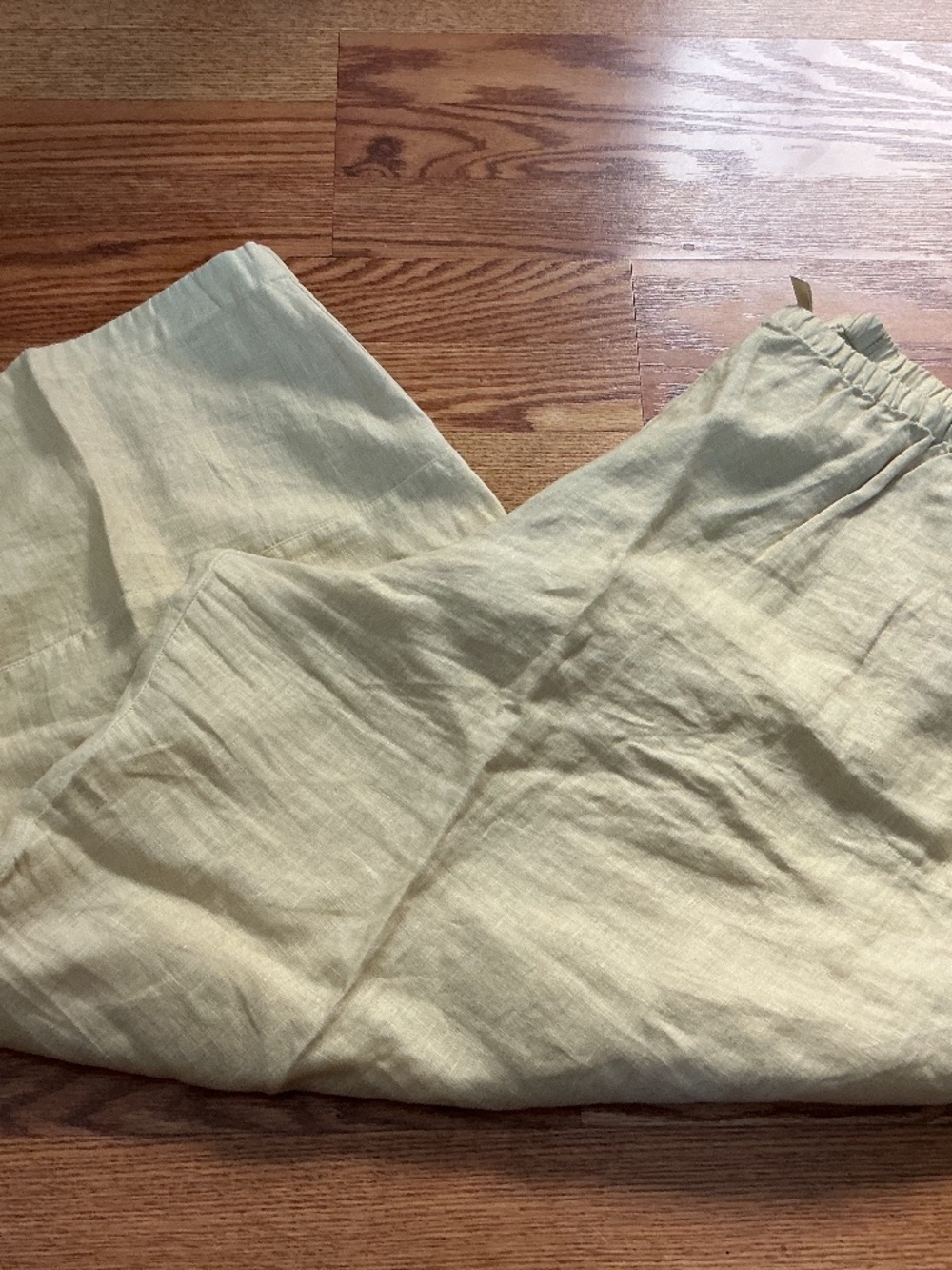 Kleen Wheat Colored Elastic Waist Wide Leg Linen Cropped Pants 3X